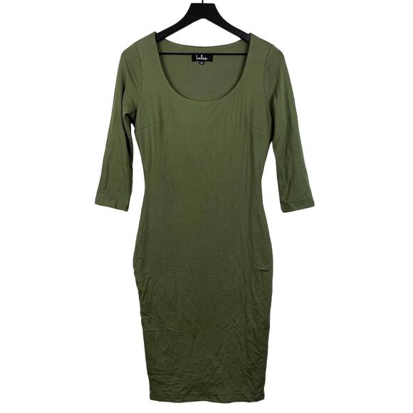 Lulu’s Size M Bodycon Dress Knee Length Green Stretch - Picture 1 of 10